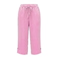 thumbnail image 6 of cfhntfmh Striped Capri Pants for Women Loose Fit Straight Leg Cropped Pant Casual Summer Linen Clothes Drawstring Capris, 6 of 6