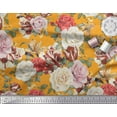 thumbnail image 3 of Soimoi Orange Heavy Satin Fabric Leaves & Rose Floral Printed Craft Fabric by the Yard 54 Inch Wide, 3 of 3