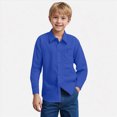 thumbnail image 6 of 5-6T Little Kids Boys Dress Shirts,2pcs Oxford Shirt with Pocket Button Up Long Sleeve Tops for School Party Wedding Kids Baisc Solid Shirts Dark Blue & Khaki Boys Clothes, 6 of 6