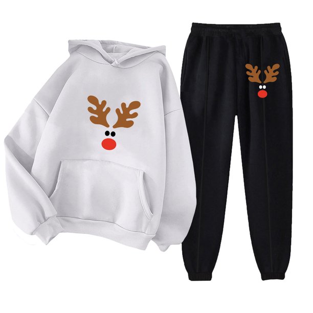 Puntoco Sudadera con Capucha para Mujer Sudadera con Bolsillo De Manga Larga Conjunto De Sudadera Estampada con Pantalones De Moda para Mujer Puntoco Puntoco-7053