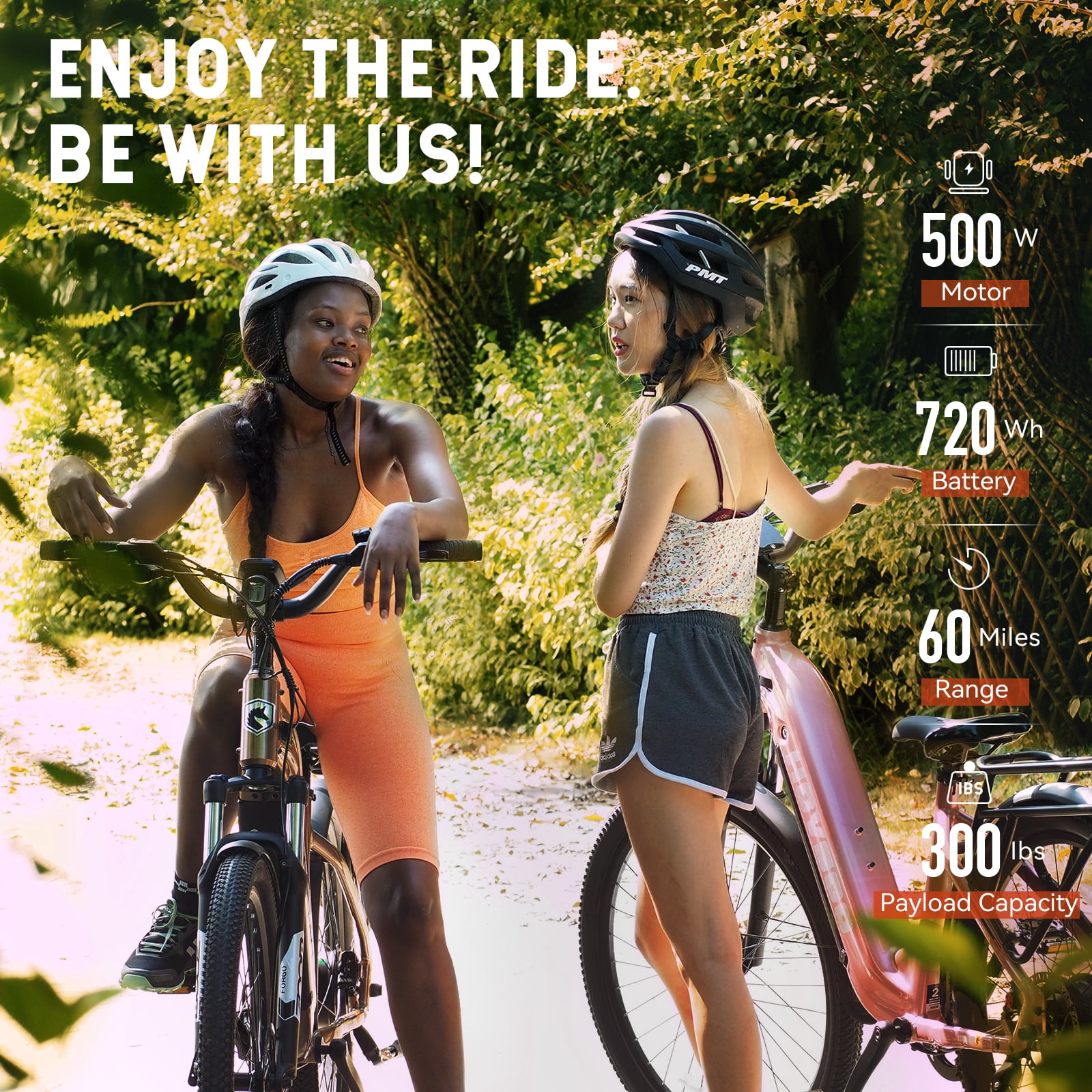 HOVSCO Electric Bike, 500W Peak Motor 20mph, 48V/15Ah, E-Mountain bicycle for Women, UL2849, APP Control