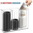 thumbnail image 2 of Acrylic Cup and Lid Holder, 3 Compartment, Disposable Coffee Cup Dispenser Cup Storage Organizer, Clear, 2 of 14