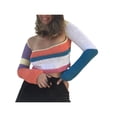 thumbnail image 3 of SAYOO , prendas de punto caladas para mujer, blusas cortas de manga larga con cuello cuadrado de colores variados SAYOO Moda, 3 of 7