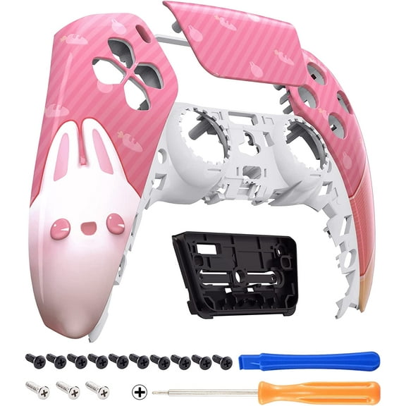 eXtremeRate Easter Rabbit Touchpad Front Housing Shell Compatible with ps5 Controller, DIY Replacement Shell Custom Touch Pad Cover Faceplate Compatible with ps5 Controller