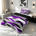 thumbnail image 2 of Manfei Abstract Wavy Stripe Twin Comforter Sets, Modern Abstract Art Bedding Set, Purple, Black and White, Black Reversible 2-Piece, 1 Comforter and 1 Pillowcase, 2 of 6