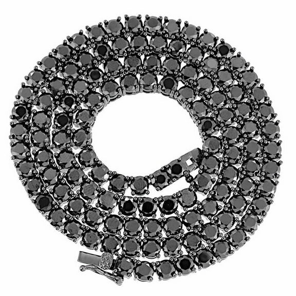 Black Spinel Round Tennis Necklace,Yellow Gold Black Spinel Tennis Necklace,Black Color Necklace,Silver Dainty Necklace For Her