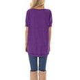 thumbnail image 3 of SWQZVT Summer T-Shirts for Women Short Sleeve Tops Fashion Loose High Low Casual Dressy Tops Tunic Blouse Solid Color Darkpurple Plus Size XXL, 3 of 5