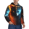 thumbnail image 2 of Lsque Red And Blue Fire Cat Pattern Casual Men's Hoodie,Hooded Sweatshirt with Kangaroo Pocket,Pullover Hoodie-Small, 2 of 7