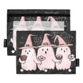 thumbnail image 2 of Ckdifva Halloween Pink Ghosts Pencil Pouch 3 Ring Zipper Pencil Case Binder Pockets Clear Top Cosmetic Bag 2 Pack, 2 of 6
