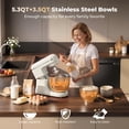 thumbnail image 4 of Electric Stand Mixer, 5.3QT & 3.5QT Dual Bowls, 10-Speed Cake Mixer, Patbrela LED Display Knob, Dough Hook, Beater, Whisk for Home Kitchen Cooking, 4 of 9