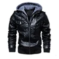 thumbnail image 2 of Chaqueta con capucha de cuero PU para hombre, conjunto de 2 piezas, ropa de moda para hombre, estilo europeo, Otoño/Invierno, 2022, 2 of 5
