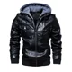 thumbnail image 2 of Chaqueta con capucha de cuero PU para hombre, conjunto de 2 piezas, ropa de moda para hombre, estilo europeo, Otoño/Invierno, 2022, 2 of 5