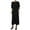 Black, variant on Oksale Wrap Waist Cotton Linen Dress for Women Plus Size Front Slip Dresses 3/4 Sleeve Midi Dress Casual Crewneck Fall Dresses Black XXL