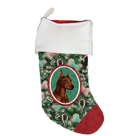 Miniature Christmas Stockings Miniature Pincsher Red Cropped - Best of Breed Dog Breed Christmas Stocking ()