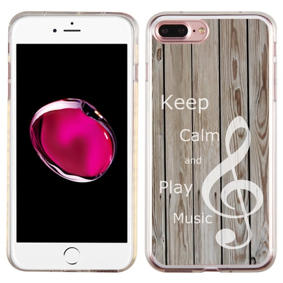 Slim-Fit Case for Apple iPhone 8 PLUS / 7 PLUS, OneToughShield ® Premium TPU Gel Protector Phone Case - Wood/Music