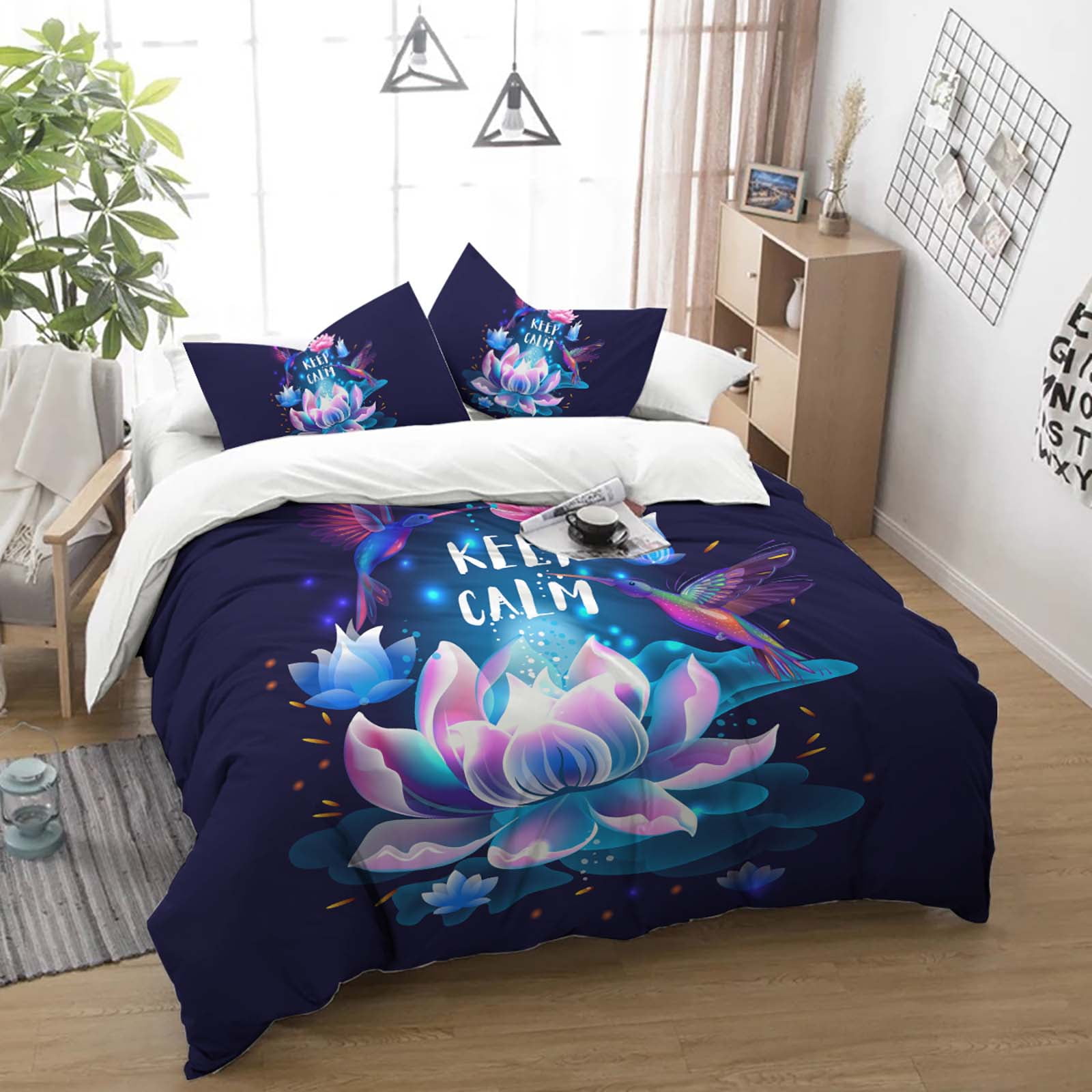Blessliving Floral Pattern Duvet Covers,Purple Color Trippy Bed Set,Full Bedding  Set, Microfiber Fabric,3 Piece,No Comforter - Walmart.com