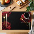 thumbnail image 2 of Red Rose Placemats Set of 8, Vintage Abstract Garden Flower Floral Black Placemats for Dining Table, Place Mats for Kitchen Tabletop, Waterproof Wipeable Dining Table Mats Set, 2 of 9