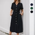 thumbnail image 2 of New summer shirt dress with pockets, simple solid color dress, 2 of 5