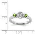 thumbnail image 5 of Solid 925 Sterling Silver Stackable Double Round Peridot Green August Gemstone and Diamond Ring Eternity Band Size 7 (.05 cttw.), 5 of 6