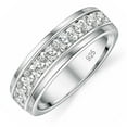 thumbnail image 3 of Siyoupin Mens Moissanite Wedding Band 925 Sterling Silver 1Ct 9 Round Cut Engagement Ring White Gold Plated Size 8, 3 of 9
