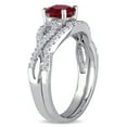 thumbnail image 3 of Everly Women's Ruby Created 10k White Gold Bridal Set, 3 of 8
