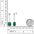 thumbnail image 2 of Gem Stone King 925 Sterling Silver Green Nano Emerald and White Zirconia Dangle Earrings for Women (4.60 Cttw, 13X9MM Cushion Checkerboard Cut), 2 of 3