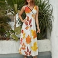 thumbnail image 4 of Autumn Harvest Maple Leaves Thanksgiving Sleeveless Dress Woman Fashion Long Dresses Women's Summer Suit Dress 2025, 4 of 7