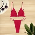 thumbnail image 2 of Swimming Suits for Women Three-Point Striped Print Spaghetti Strap Split Bikinis Red Womens Bathing Suits S, 2 of 3