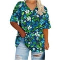 thumbnail image 5 of JTZGDY Plus Size Womens Summer Tops Vintage Printed Short Sleeve Round Neck Graphic T-Shirts Loose Fit Blouses Trendy Oversized Soft Cotton Tees Multicolor#16 XXXXXL, 5 of 6