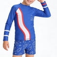thumbnail image 4 of Odeerbi 1-10 Años Niños 3 Piezas de Manga Larga Rash Guard Set Upf 50 + Rápido Seco Surf Traje de Baño Con Pantalones Cortos Gorra de Baño, 4 of 9