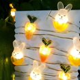 thumbnail image 4 of Easter Carrot Eggshell Rabbit Shaped LED Copper Wire String Lights with Remote Control 30 LED Battery Operated for Holiday Decoration Indoor Outdoor Festive Lighting, 4 of 6