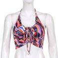 thumbnail image 3 of Top halter de Paisley Top corto con cordón fruncido marrón, 3 of 5