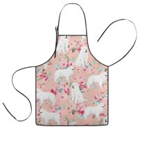 Great Pyrenees Dog and Pioneer Flower Kids Aprons for Girls and Boys,Adjustable Neck Strap Toddler Aprons for Kids Cooking Baking