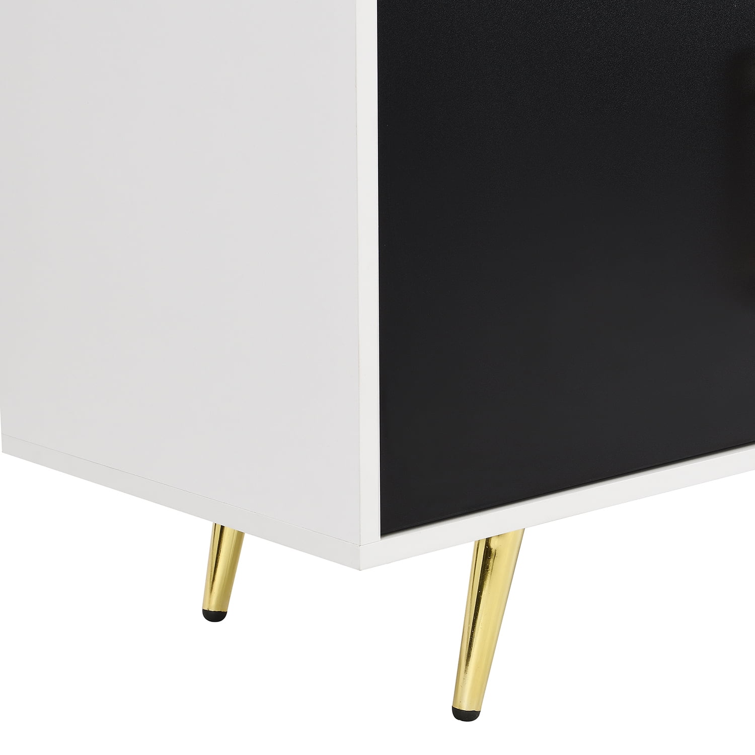 Kadyn Glass Door TV Stand Console, TV Entertainment Center with Golden Metal Handles&Legs for TVs Up to 80", White Kadyn Glass Door TV Stand Console, TV Entertainment Center with Golden Metal Handles&Legs for TVs Up to 80", White