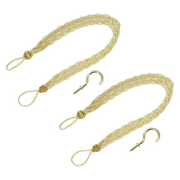 Uxcell 2Pack 58cm/23" Curtain Tiebacks Braided Drapery Holdback Holder, Gold