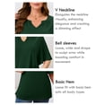 thumbnail image 3 of SHOWMALL Women's Plus Szie Tops V Neck Loose Fit Short Sleeve Dark Green 3X Casual Blouse for Summer Relaxed Style Shirts Everyday Wear Outfit, 3 of 6