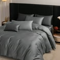 thumbnail image 6 of MooMee Duvet Cover Set Queen 600-TC 100% Extra Long-Staple Cotton Sateen Silky Smooth Luxury (Dark Grey), 6 of 6
