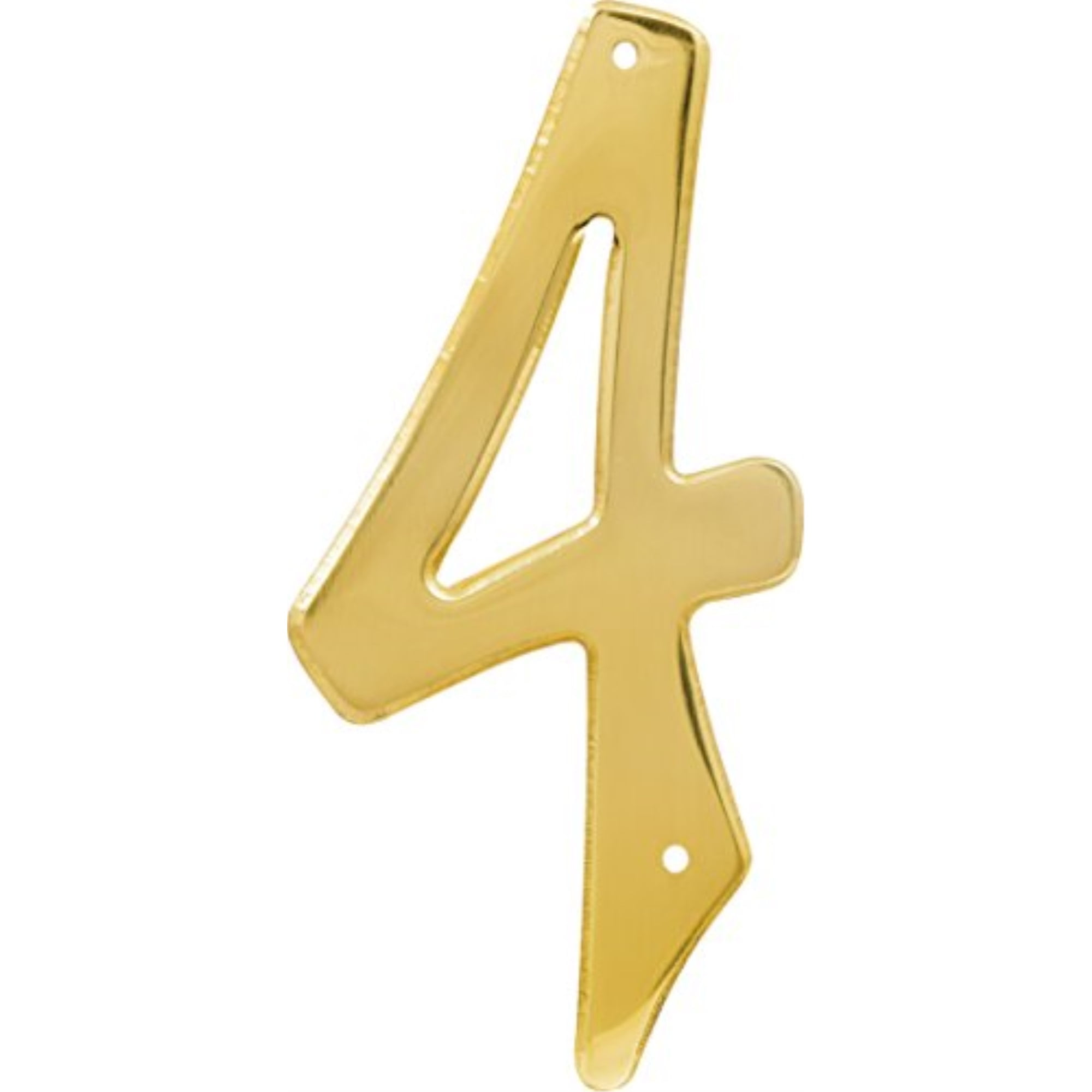 Hillman 847046 4-Inch Nail-On Traditional Solid Brass House Number 4