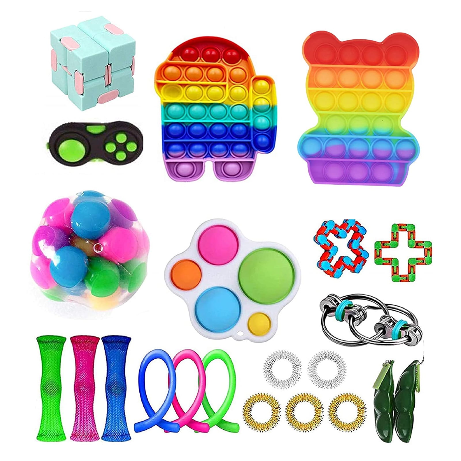 5Pack Poppit Bubble Fidget Toys Set Bundle Hand Sensory Tools ADHD Stress Relief 