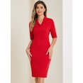 thumbnail image 4 of DARING DIVA Shawl Collar Half Sleeve Sheath Dress L Red, 4 of 6