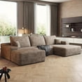 thumbnail image 4 of ODUWA 108" U-Shaped Modular Sectional Sofa, Plush Corduroy Couch with Deep Seats, Ready-to-Use, Camel, 4 of 10