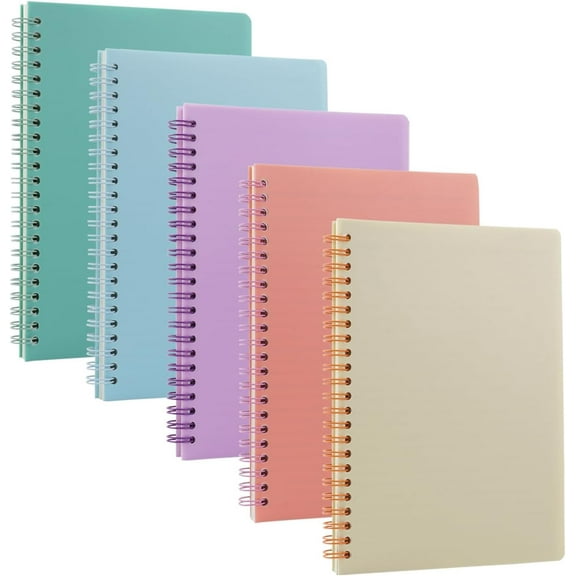 5 Pack Lined Spiral Journal Notebook for Women & Men, 8.3" x 5.7",80 Sheets/160 Pages College Ruled Notebook, A5 Plastic Hardcover Notebook for Office,School,Home