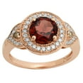 thumbnail image 5 of Dazzlingrock Collection 14K 7.5 MM Round Garnet,Champagne & White Diamond Halo Bridal Engagement Ring, Rose Gold, Size 4.5, 5 of 8
