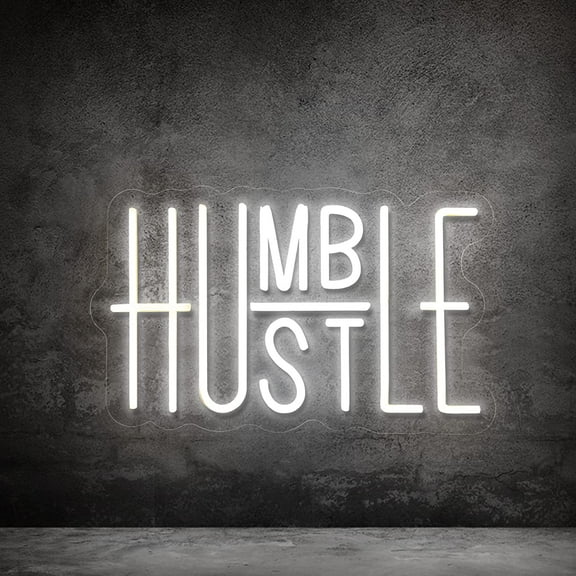 Hustle LED Neon Sign for Wall Decor, Words LED Neon Lights Party Decorations, USB Powered Switch LED Neon Lights Brightness Adjustable for Office Room, Gym Room, Man Cave, Gamer Room Decor (Hustle (Wh