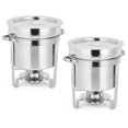 thumbnail image 2 of Kojooin Ensemble de Réchauds à Soupe Commerciaux 7 Qt, Ensemble de Réchauds Ronds en Acier Inoxydable avec Casserole, Couvercles à Encoche et Contenants à Carburant, 2 of 8