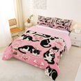 thumbnail image 3 of Manfei Retro Bow Cat Full Size Comforter Sets, Modern Rose Floral Bedding Comforter Set, Soft Pink, Pink Reversible, 3-Piece, 1 Comforter and 2 Pillowcases, 3 of 7