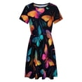 thumbnail image 4 of Butterfly Night Light Dress Summer Street Style Dresses Female Short Sleeve Printed Sundress, 4 of 7