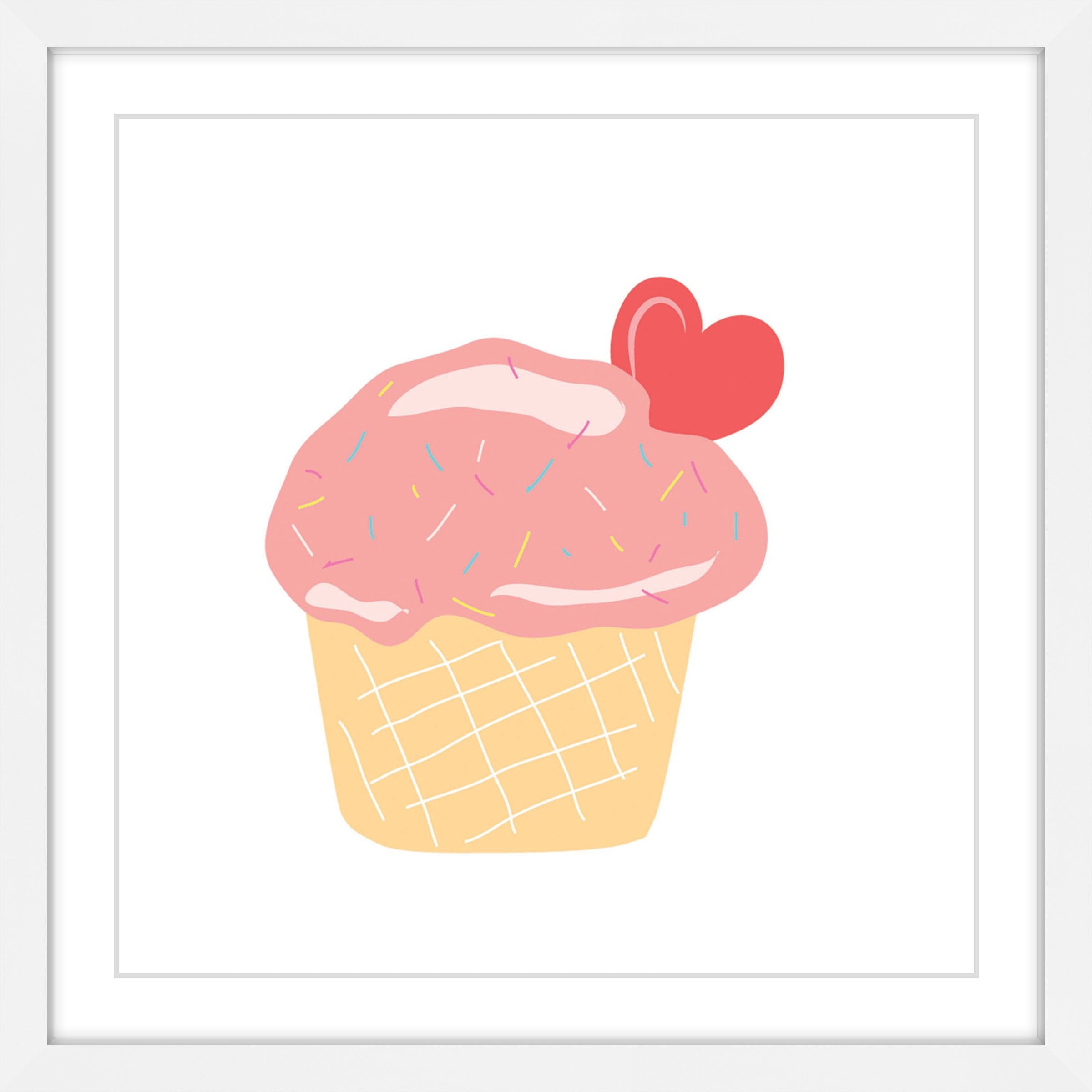 "Cupcake Heart" Framed Painting Print