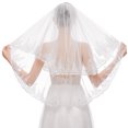thumbnail image 5 of RV Velo de novia blanco, velos de boda cortos de encaje para mujer, velo de novia de tul suave de 2 capas con peine, capa de boda para novias Rojo Verde, 5 of 5