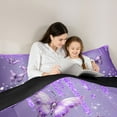 thumbnail image 5 of Castle Fairy Purple Floral Butterflies Full Size Comforter Sets 3-Piece for Kids Children Teens,Dreamy Princess Bedding Comforter Set,Crystal Bling Glitter Splash Lightweight Bedding Sets, 5 of 8